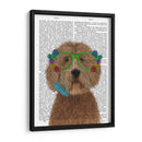 Labradoodle Gafas De Oro Y Flores - Fab Funky | Cuadro decorativo de Canvas Lab