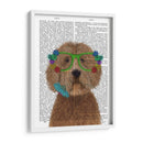 Labradoodle Gafas De Oro Y Flores - Fab Funky | Cuadro decorativo de Canvas Lab