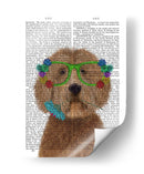 Labradoodle Gafas De Oro Y Flores - Fab Funky | Cuadro decorativo de Canvas Lab