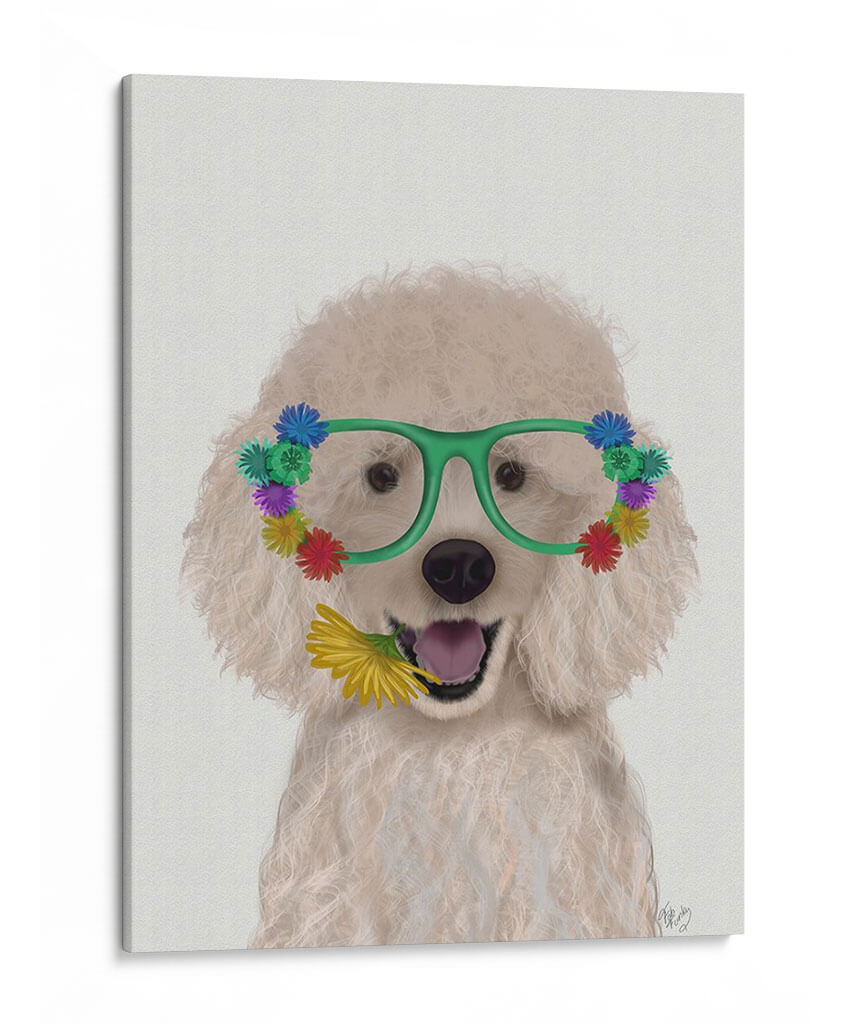 Vidrios De Caniche, Blanco Y Flor. - Fab Funky | Cuadro decorativo de Canvas Lab