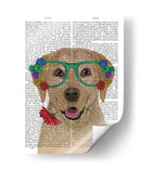 Labrador Amarillo Y Gafas De Flores. - Fab Funky | Cuadro decorativo de Canvas Lab