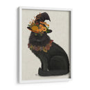 Gato Negro Con Sombrero De Otoño, Lleno - Fab Funky | Cuadro decorativo de Canvas Lab