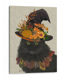 Gato Negro Con Sombrero De Otoño, Retrato - Fab Funky | Cuadro decorativo de Canvas Lab