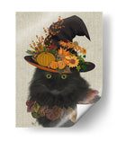 Gato Negro Con Sombrero De Otoño, Retrato - Fab Funky | Cuadro decorativo de Canvas Lab