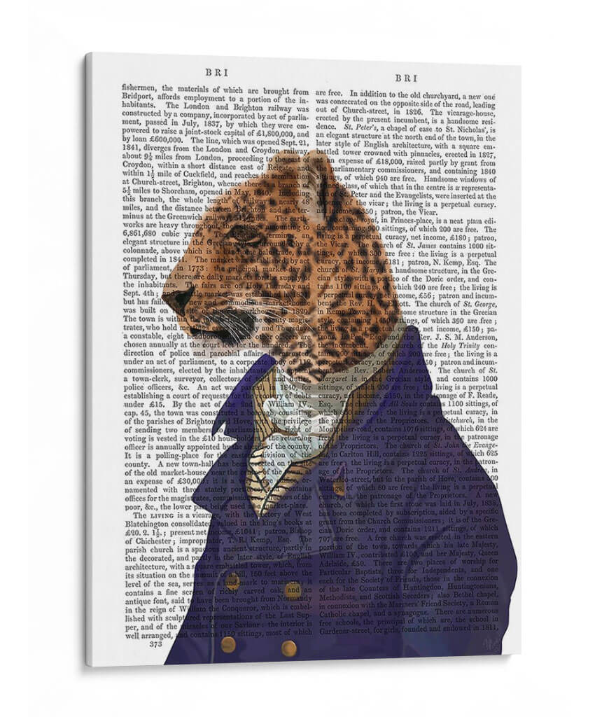 Leopardo En Chaqueta Azul - Fab Funky | Cuadro decorativo de Canvas Lab