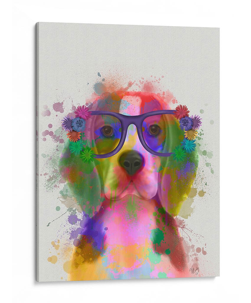 Beagle Rainbow Splash 2 - Fab Funky | Cuadro decorativo de Canvas Lab