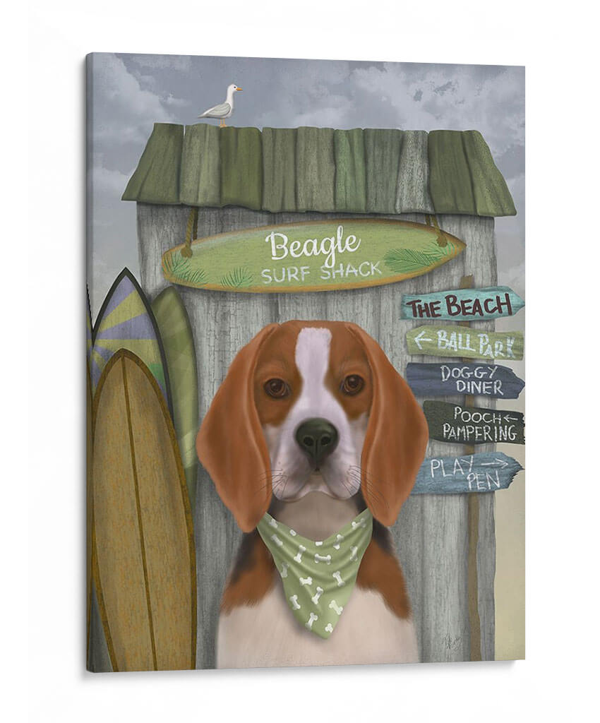 Beagle Surf Shack - Fab Funky | Cuadro decorativo de Canvas Lab