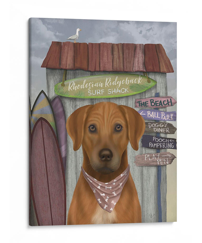 Rhodesian Ridgeback Surf Shack - Fab Funky | Cuadro decorativo de Canvas Lab