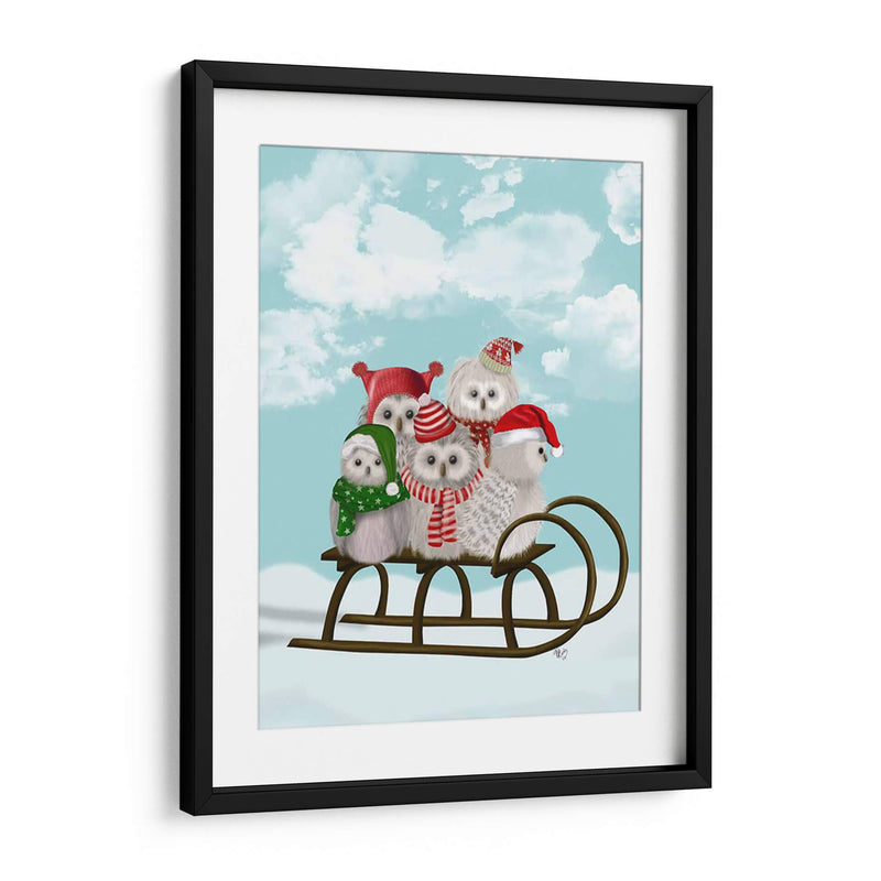 Navidad Navidad Buho Trineo - Fab Funky | Cuadro decorativo de Canvas Lab