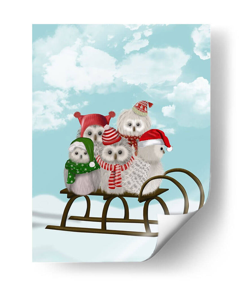 Navidad Navidad Buho Trineo - Fab Funky | Cuadro decorativo de Canvas Lab