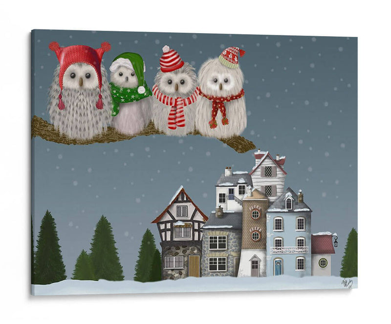 Navidad Navidad Owl Village - Fab Funky | Cuadro decorativo de Canvas Lab