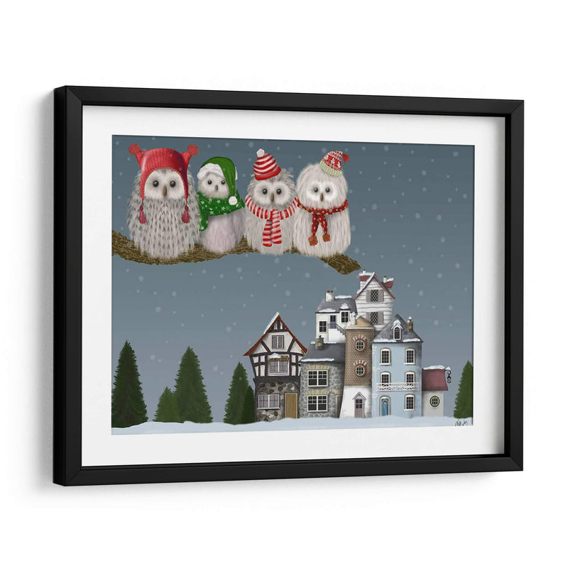 Navidad Navidad Owl Village - Fab Funky | Cuadro decorativo de Canvas Lab