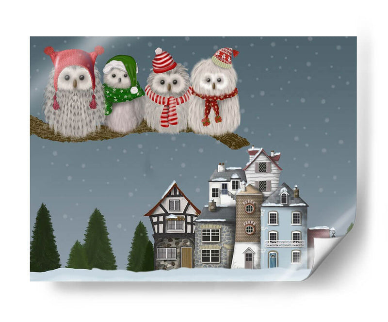 Navidad Navidad Owl Village - Fab Funky | Cuadro decorativo de Canvas Lab