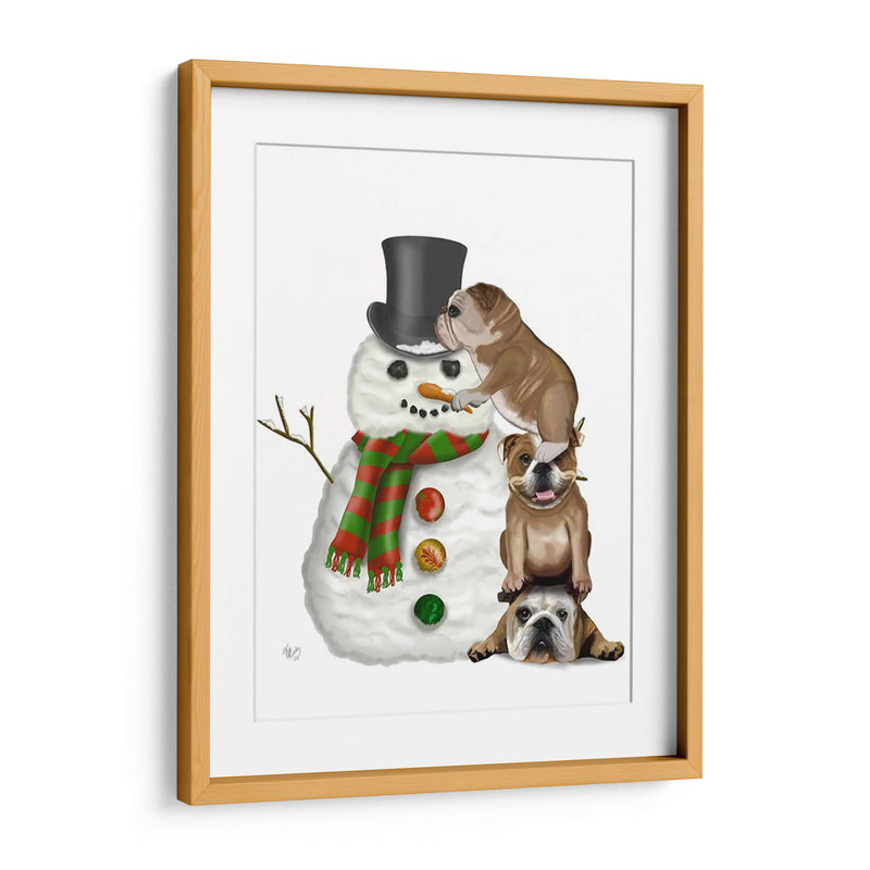 Navidad Inglés Bulldogs Edificio Muñeco De Nieve - Fab Funky | Cuadro decorativo de Canvas Lab