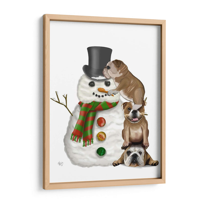 Navidad Inglés Bulldogs Edificio Muñeco De Nieve - Fab Funky | Cuadro decorativo de Canvas Lab