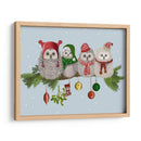 Búhos De Navidad Esponjosos Navideños En Rama - Fab Funky | Cuadro decorativo de Canvas Lab