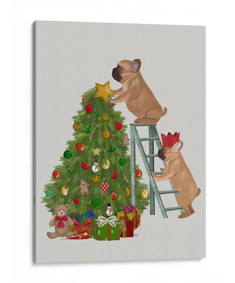 Escalera De Árbol De Bulldog Francés De Navidad - Fab Funky | Cuadro decorativo de Canvas Lab