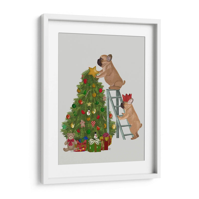 Escalera De Árbol De Bulldog Francés De Navidad - Fab Funky | Cuadro decorativo de Canvas Lab