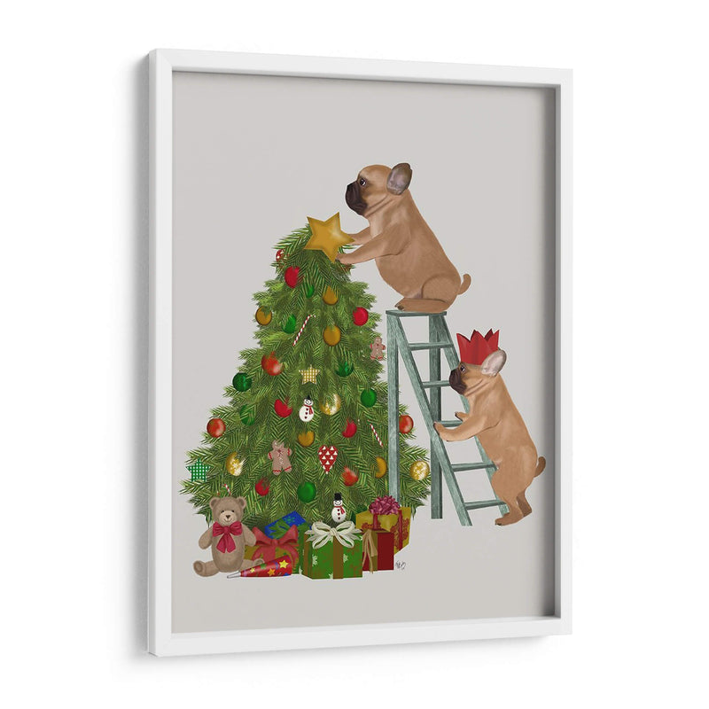 Escalera De Árbol De Bulldog Francés De Navidad - Fab Funky | Cuadro decorativo de Canvas Lab