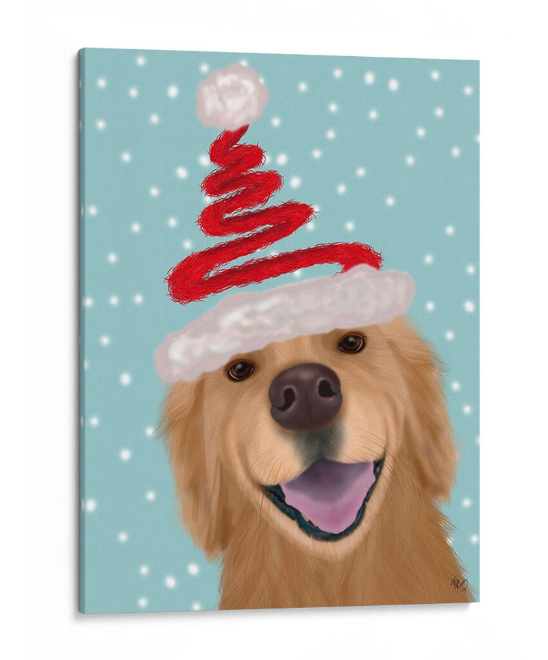 Christmas Golden Retriever Y Spring Santa Hat - Fab Funky | Cuadro decorativo de Canvas Lab