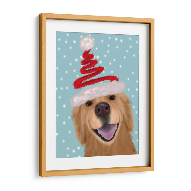 Christmas Golden Retriever Y Spring Santa Hat - Fab Funky | Cuadro decorativo de Canvas Lab