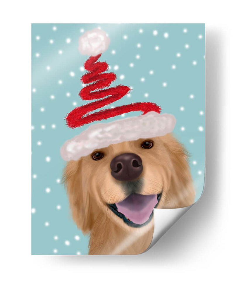 Christmas Golden Retriever Y Spring Santa Hat - Fab Funky | Cuadro decorativo de Canvas Lab