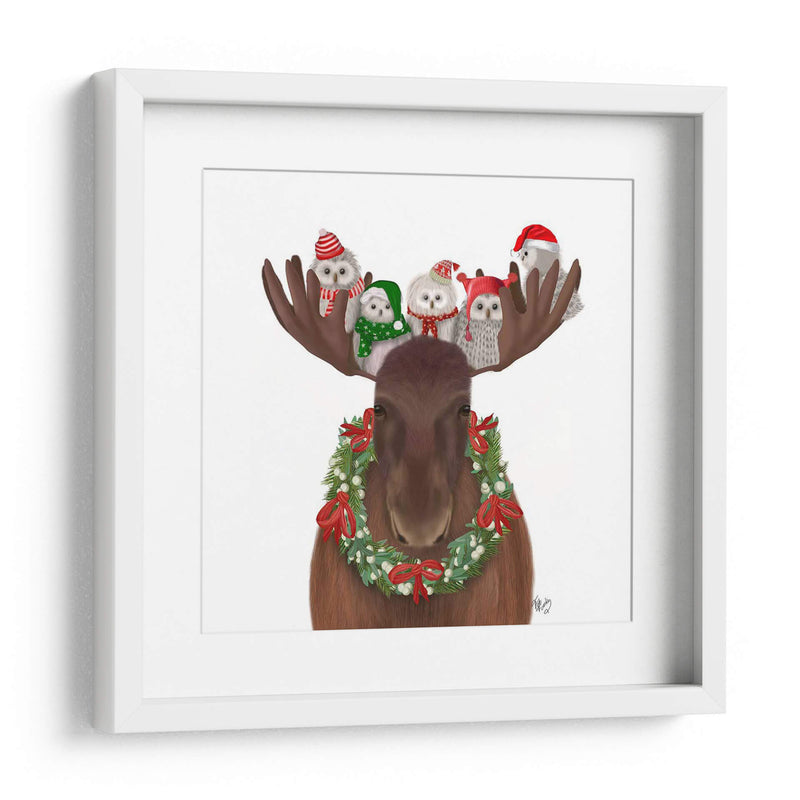 Moose De Navidad Y Búhos De Navidad Hacia Adelante - Fab Funky | Cuadro decorativo de Canvas Lab