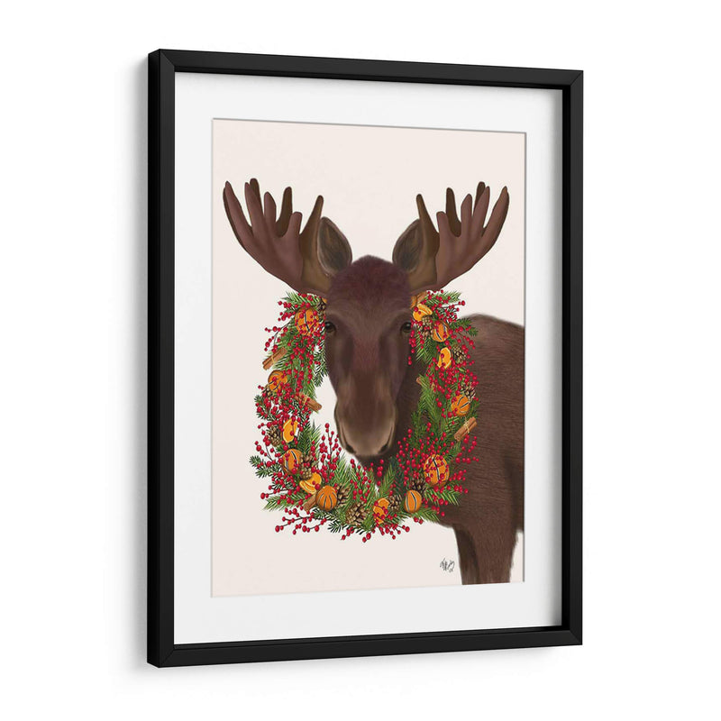 Christmas Moose Y Guirnalda De Arándanos - Fab Funky | Cuadro decorativo de Canvas Lab