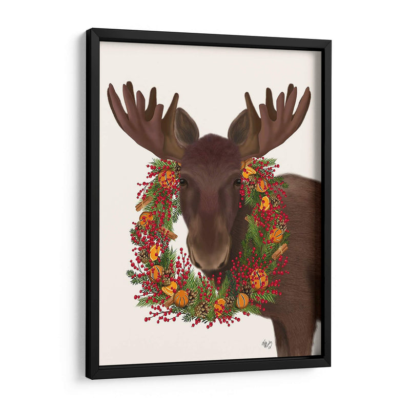 Christmas Moose Y Guirnalda De Arándanos - Fab Funky | Cuadro decorativo de Canvas Lab