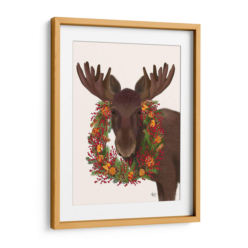 Christmas Moose Y Guirnalda De Arándanos - Fab Funky | Cuadro decorativo de Canvas Lab