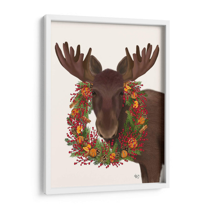 Christmas Moose Y Guirnalda De Arándanos - Fab Funky | Cuadro decorativo de Canvas Lab