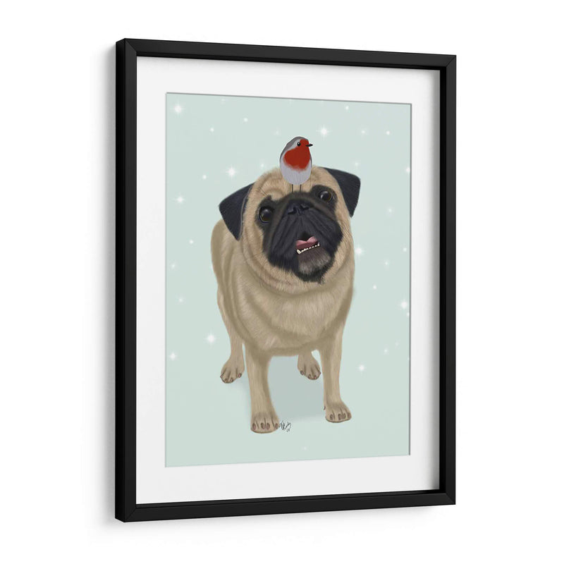 Navidad Pug Y Robin - Fab Funky | Cuadro decorativo de Canvas Lab