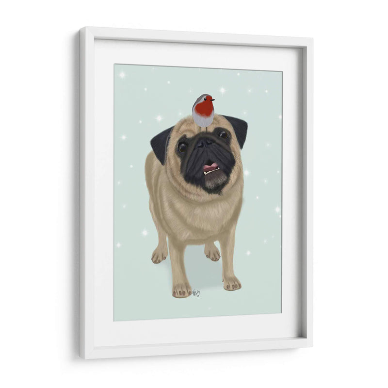 Navidad Pug Y Robin - Fab Funky | Cuadro decorativo de Canvas Lab