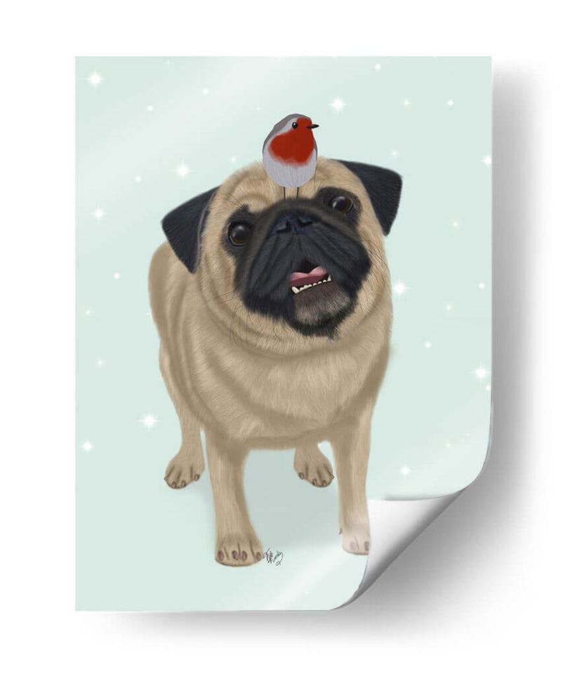 Navidad Pug Y Robin - Fab Funky | Cuadro decorativo de Canvas Lab