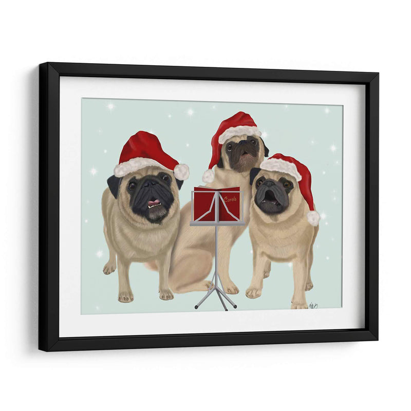 Navidad Pug Trio Carolling - Fab Funky | Cuadro decorativo de Canvas Lab