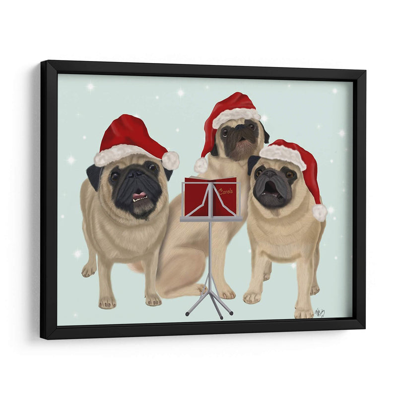 Navidad Pug Trio Carolling - Fab Funky | Cuadro decorativo de Canvas Lab