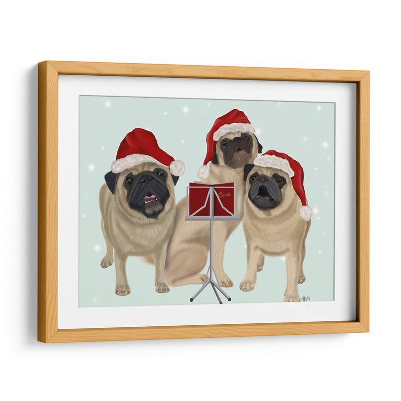 Navidad Pug Trio Carolling - Fab Funky | Cuadro decorativo de Canvas Lab