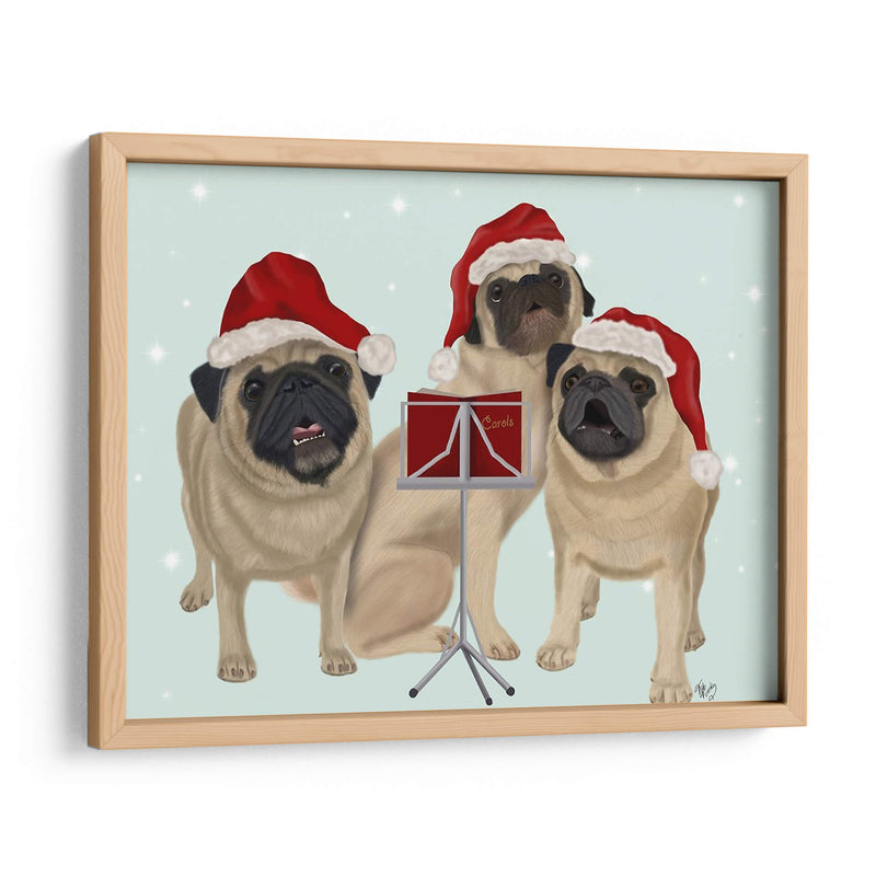 Navidad Pug Trio Carolling - Fab Funky | Cuadro decorativo de Canvas Lab