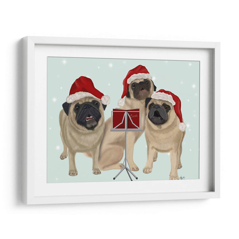 Navidad Pug Trio Carolling - Fab Funky | Cuadro decorativo de Canvas Lab