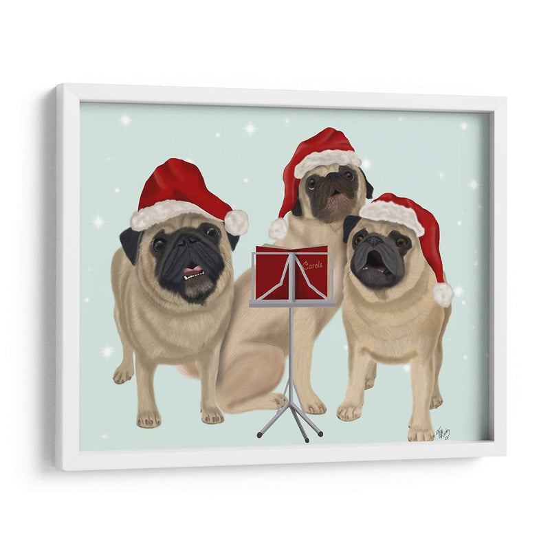 Navidad Pug Trio Carolling - Fab Funky | Cuadro decorativo de Canvas Lab