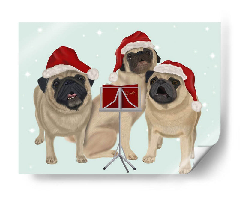 Navidad Pug Trio Carolling - Fab Funky | Cuadro decorativo de Canvas Lab