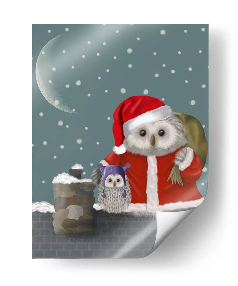 Navidad Santa Owl - Fab Funky | Cuadro decorativo de Canvas Lab