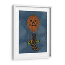 Halloween Gato Negro En Calabaza Globo De Aire Caliente - Fab Funky | Cuadro decorativo de Canvas Lab