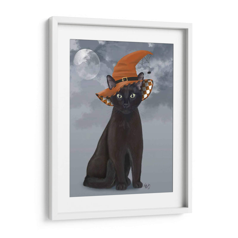 Gato Negro De Halloween En Sombrero De Brujas - Fab Funky | Cuadro decorativo de Canvas Lab