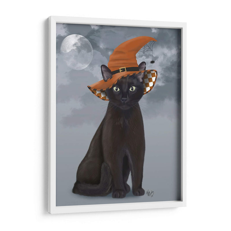 Gato Negro De Halloween En Sombrero De Brujas - Fab Funky | Cuadro decorativo de Canvas Lab