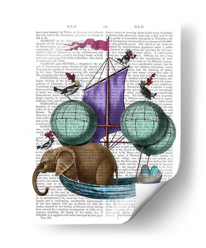 Elefante En La Aeronave - Fab Funky | Cuadro decorativo de Canvas Lab