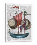 Jirafa En La Aeronave - Fab Funky | Cuadro decorativo de Canvas Lab