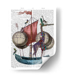 Jirafa En La Aeronave - Fab Funky | Cuadro decorativo de Canvas Lab