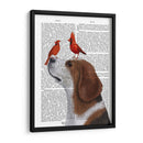 Beagle Y Cardenales Rojos - Fab Funky | Cuadro decorativo de Canvas Lab