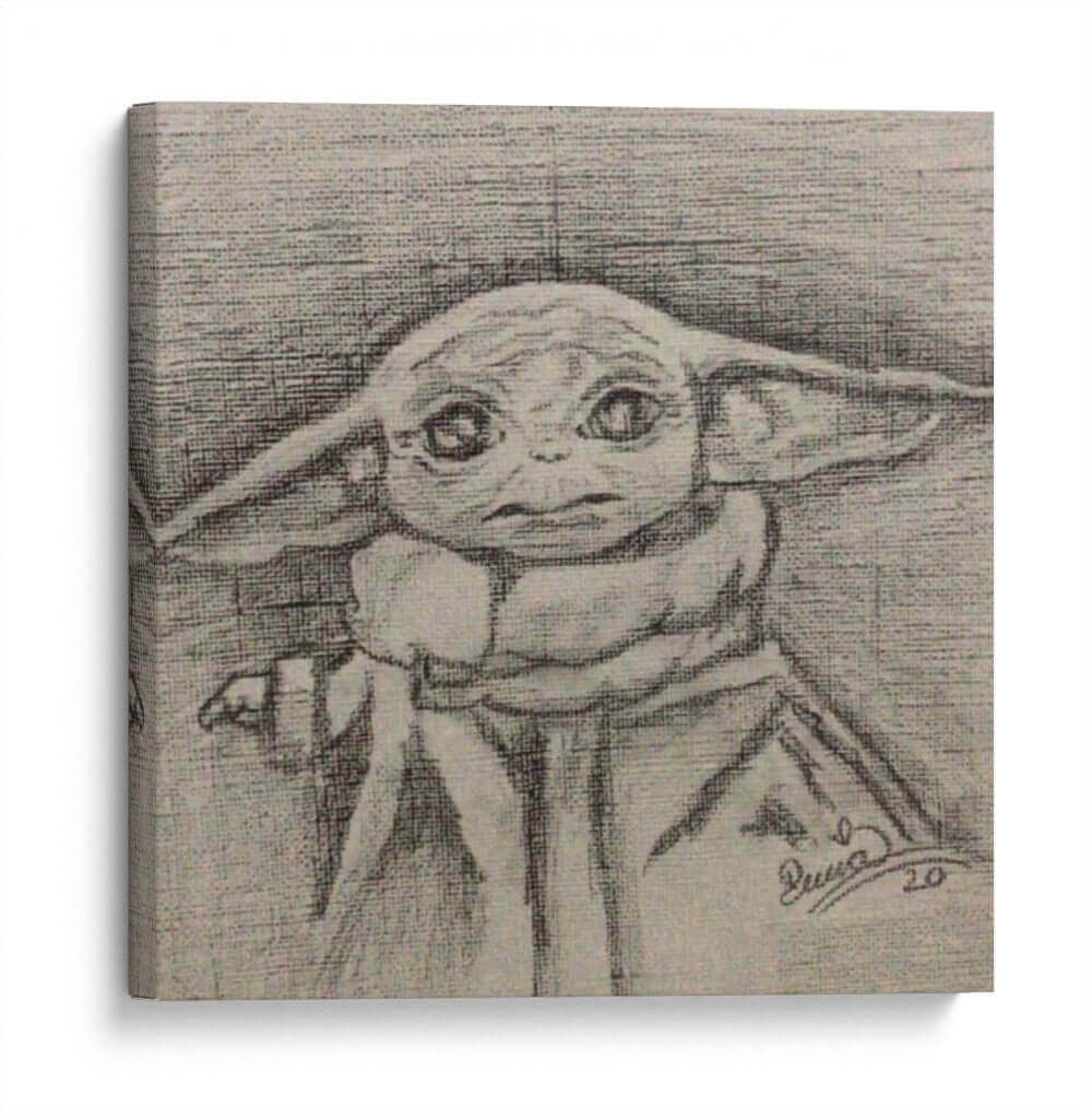 Baby Yoda Grafito - Artsy Greece | Cuadro decorativo de Canvas Lab